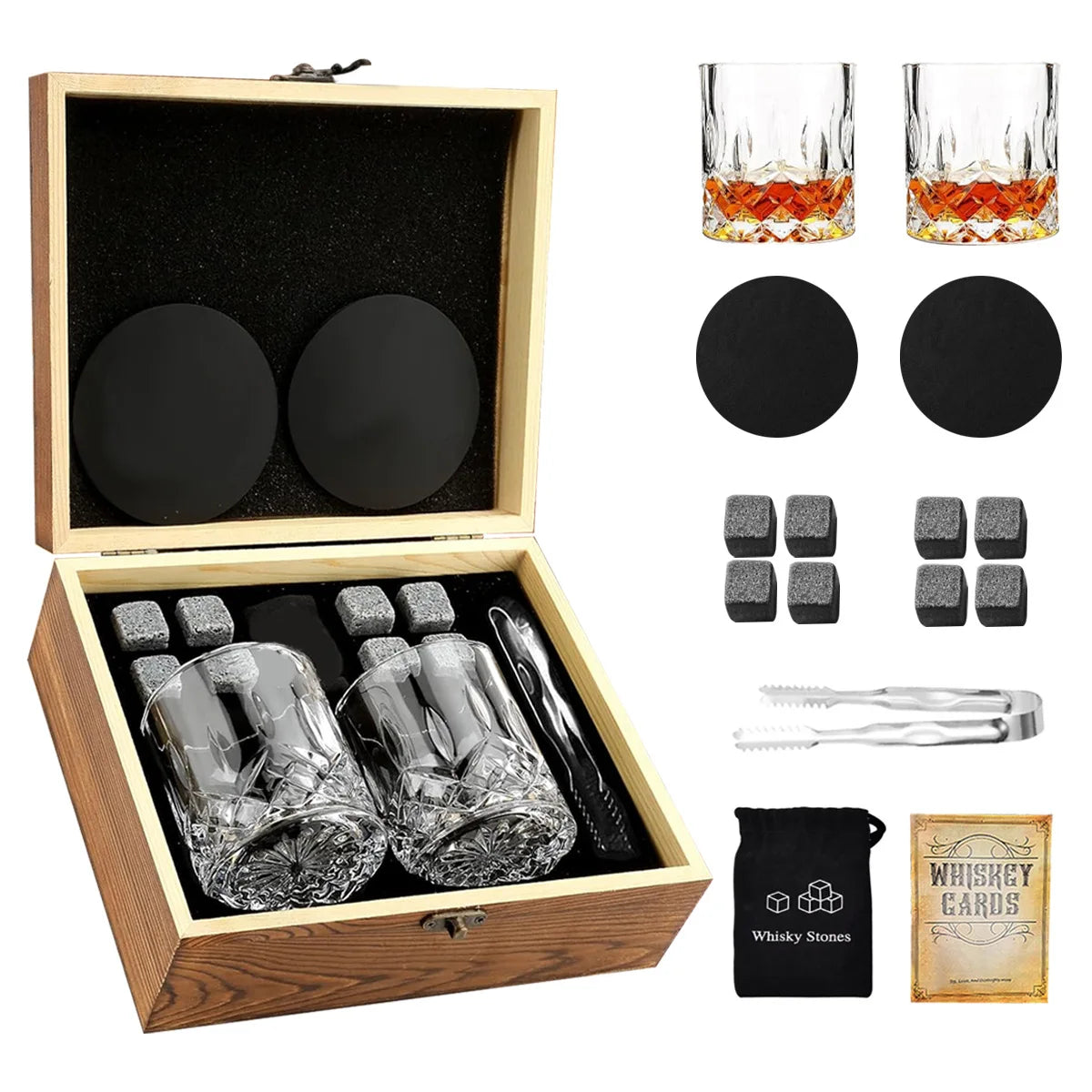 Duo de Dégustation avec pierres | Deux verres, huit pierres et un coffret pensé pour partager un moment d’exception.