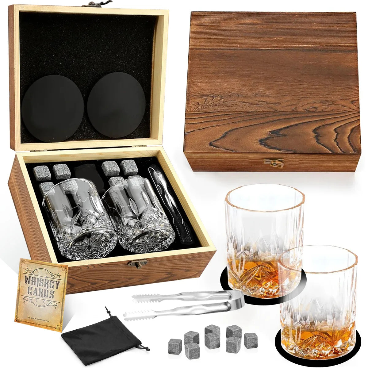 Duo de Dégustation avec pierres | Deux verres, huit pierres et un coffret pensé pour partager un moment d’exception.